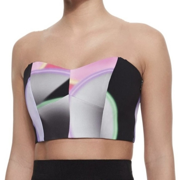 MILLY Glow Print Cady Bustier Crop Top Women's 4 NWT - Picture 1 of 8